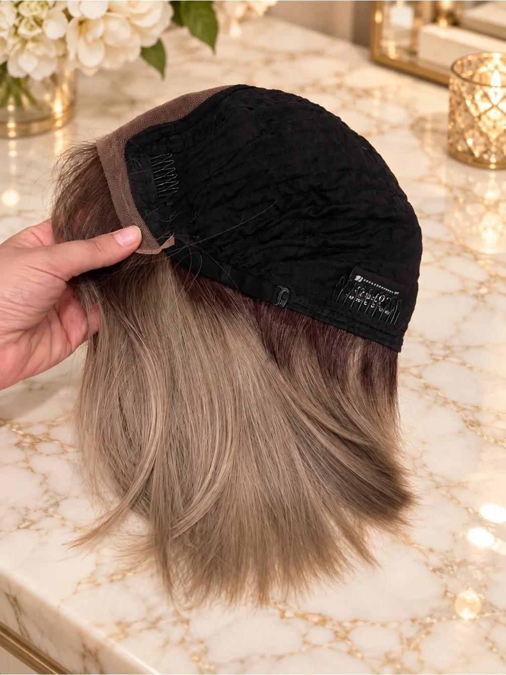 Ombre Ash Blonde Sensationnel Synthetic Cloud 9 Swiss Lace Short Wig